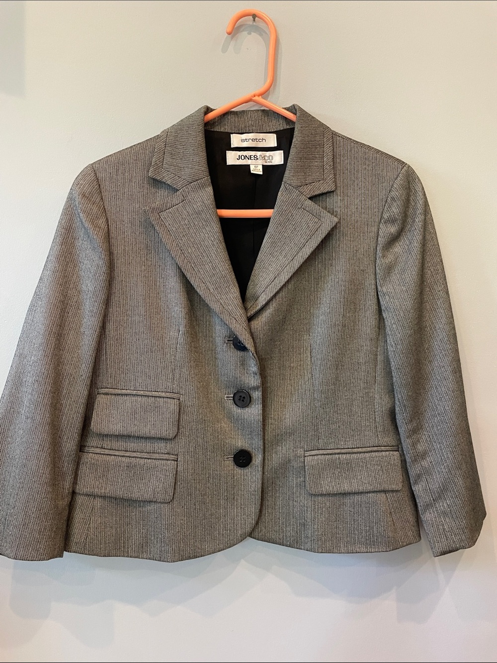 Jones New York Gray- black Pinstripe Stretch Women's Blazer